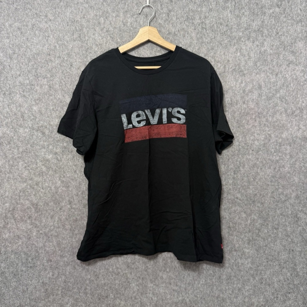 Levi's Logo T-Shirt Black Red Blue Graphic Men's Size XL Casual‎ Streetwear